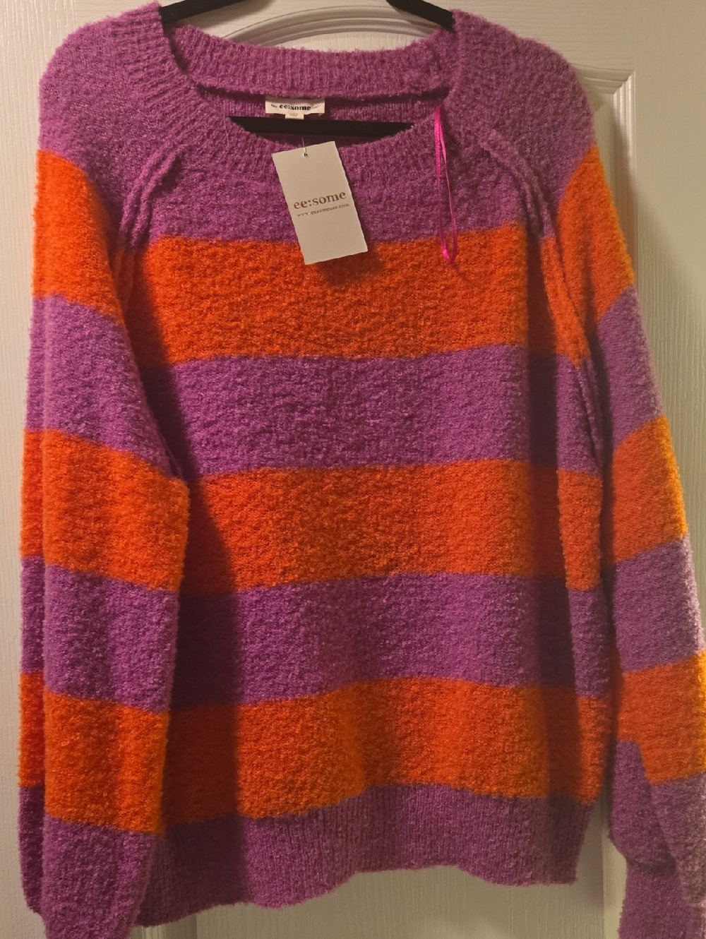 eesome Purple Textured Knit Sweater